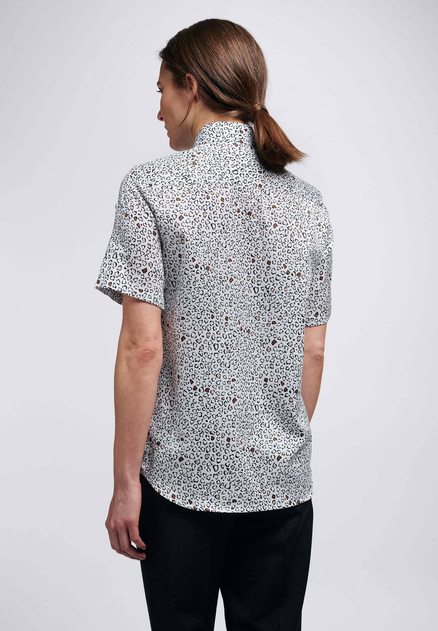 ETERNA CLASSIC FIT Kurz Arm Bluse weiss gepunktet satin 7472-01-H642