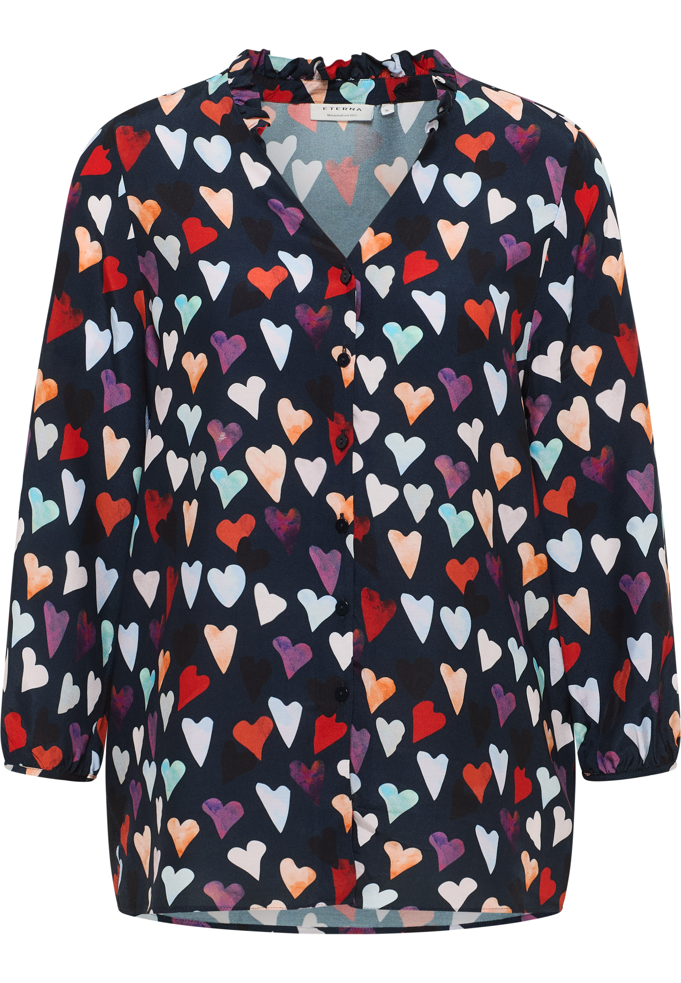 ETERNA_fall_winter-2025_81_2BL05419-7178_18R365-_4-jpg ETERNA LOOSE FIT 3/4-Arm Bluse marine heart print 7178-18-R365