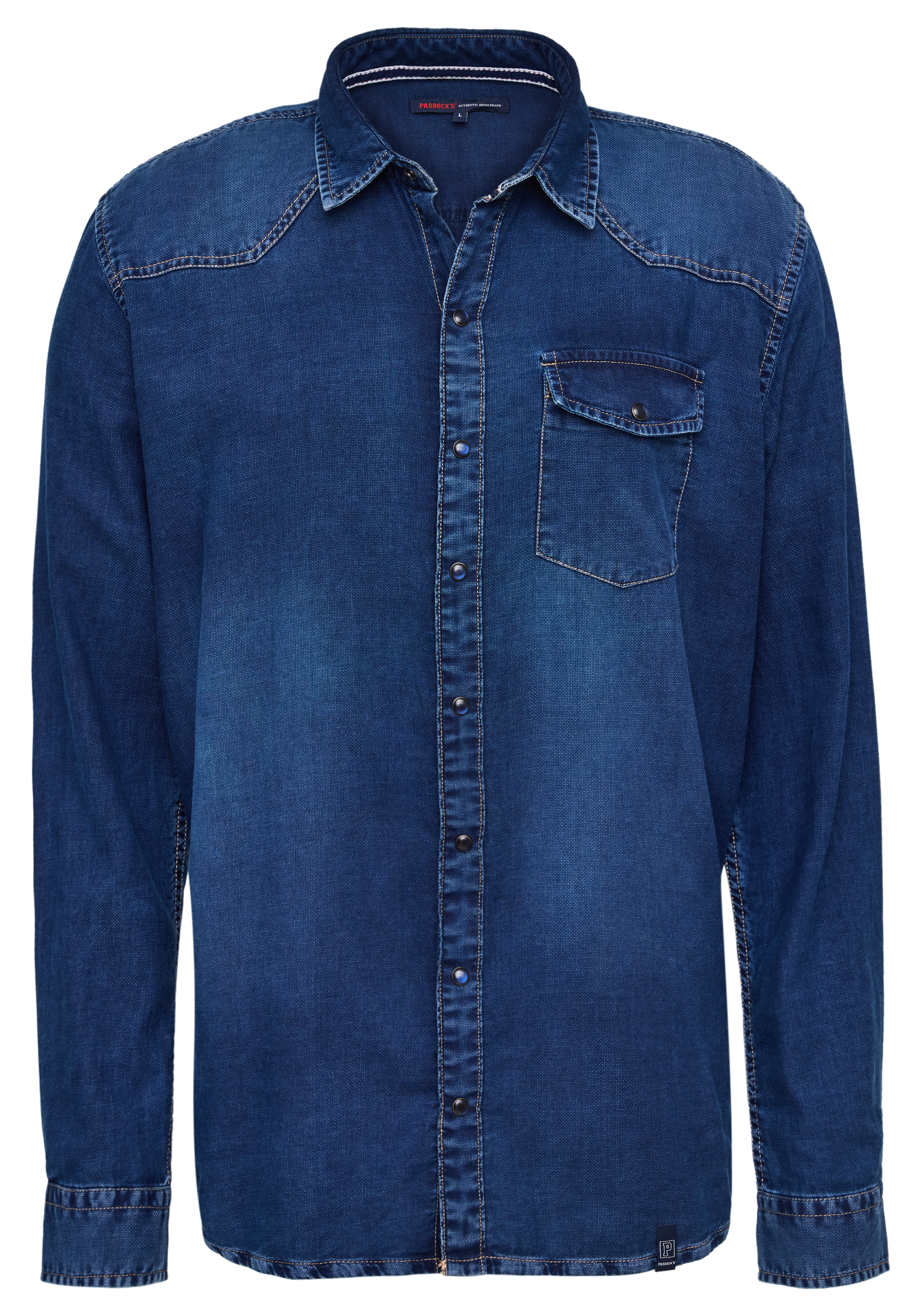 PADDOCKS Langarm Hemd mid blue dobby 33032 7533.5922 - wie Jeanshemd