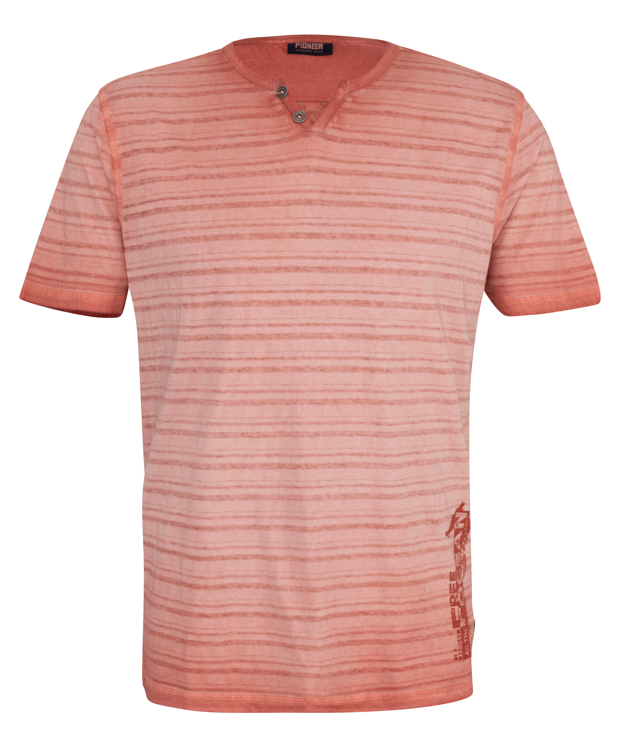 PIONEER KURZARM T-SHIRT HENLEY bruschetta washed 60093 2000.3863