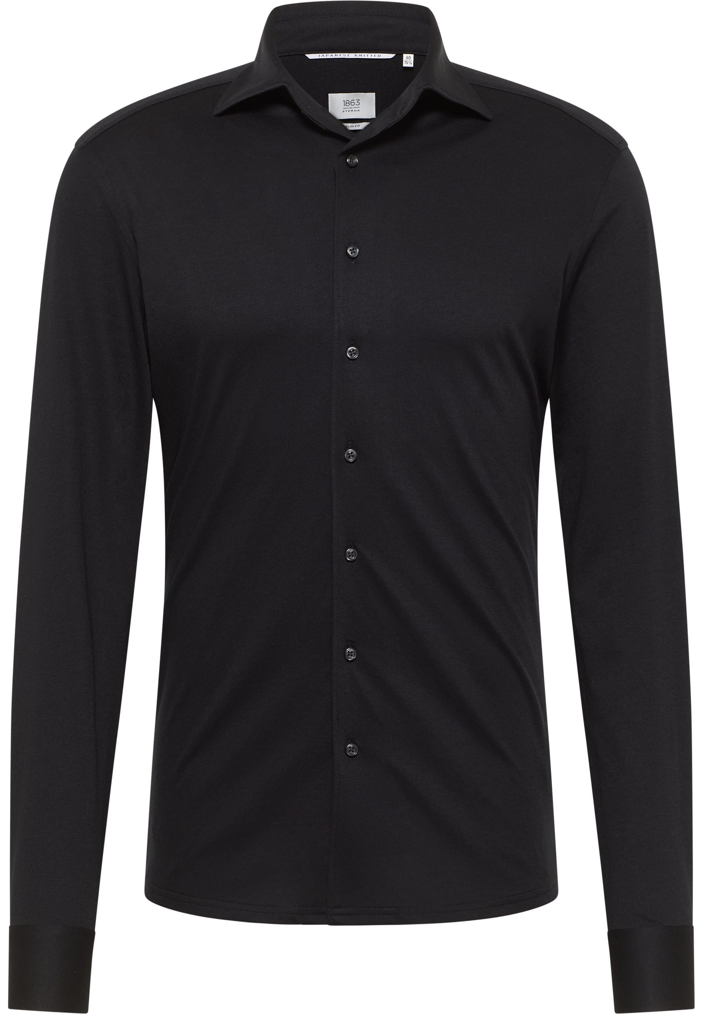 ETERNA_fall_winter-2025_03_1SH15326-2269_39YSV1-_5-jpg 1863 by ETERNA SLIM FIT Langarm Hemd schwarz jersey 2269-39-YSV1 - Japanese Knitted