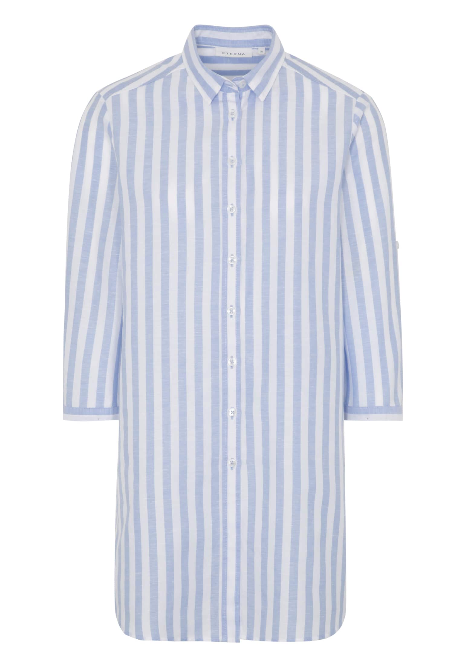 ETERNA_FS-22_11_6011_11R937 ETERNA CLASSIC FIT 3/4 Arm Bluse himmelblau gestreift 6011-11-R937