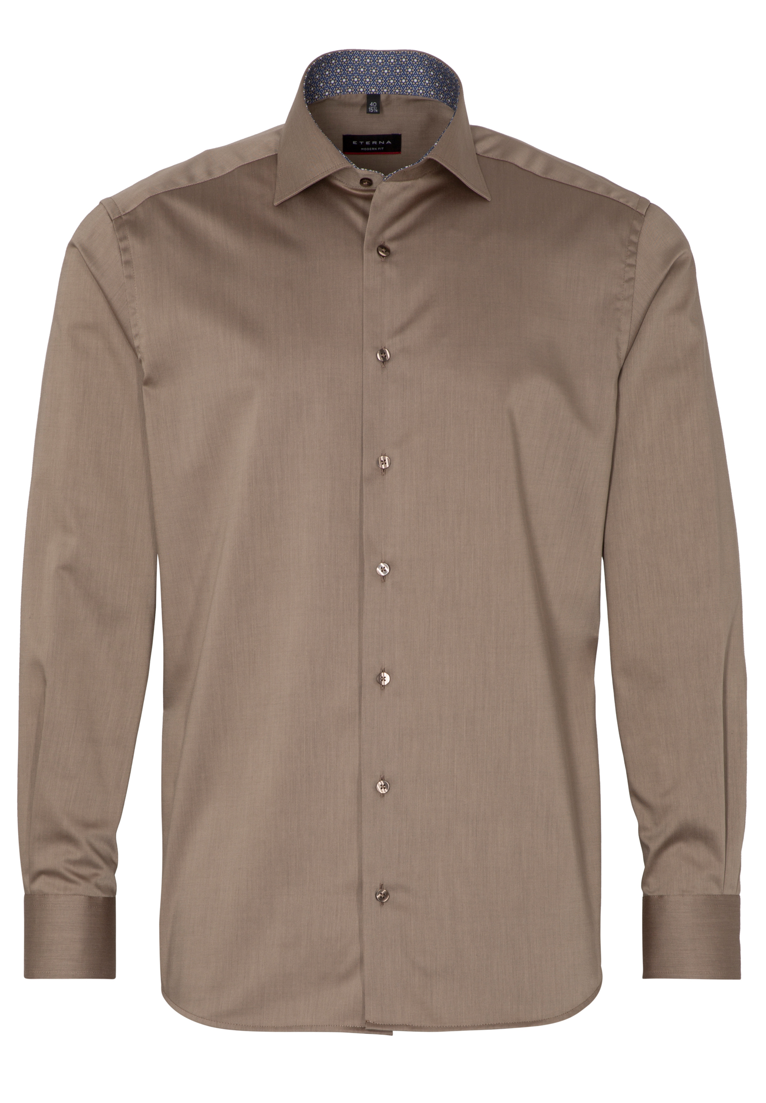 ETERNA SLIM FIT Langarm Hemd beige-braun twill 3368-24-F140