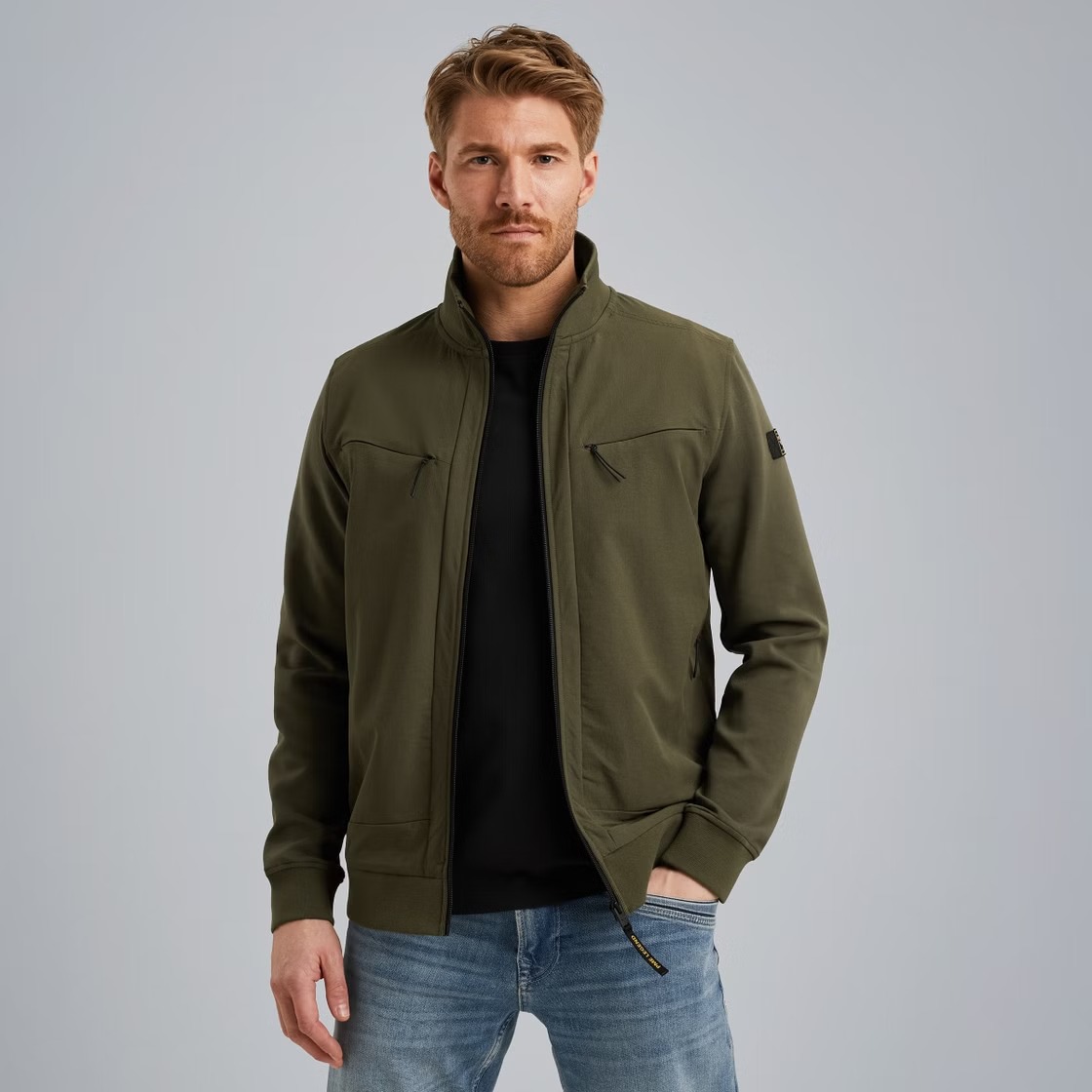 PME LEGEND Sweatjacke mit Zipper interlock cardigan olive PSW2508438-6416