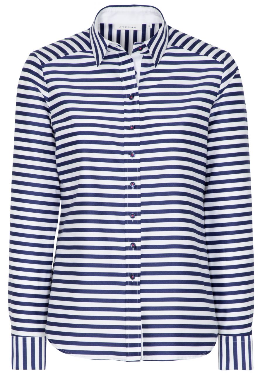 ETERNA MODERN CLASSIC Langarm Bluse marine gestreift 6094 D348.19