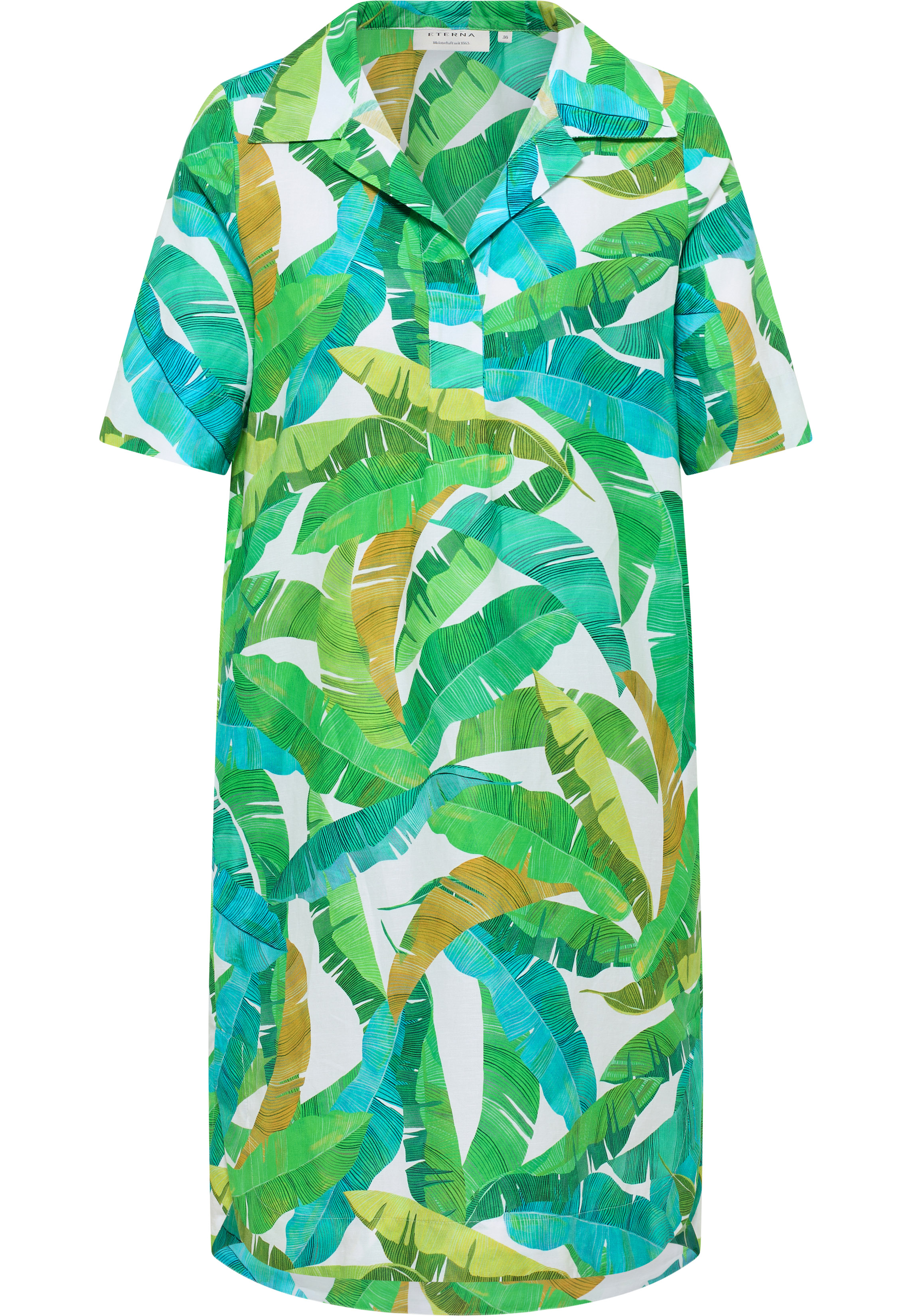 ETERNA LOOSE FIT Kurzarm Blusenkleid hellgrün linen print 7180-40-H328 - LINEN SHIRT