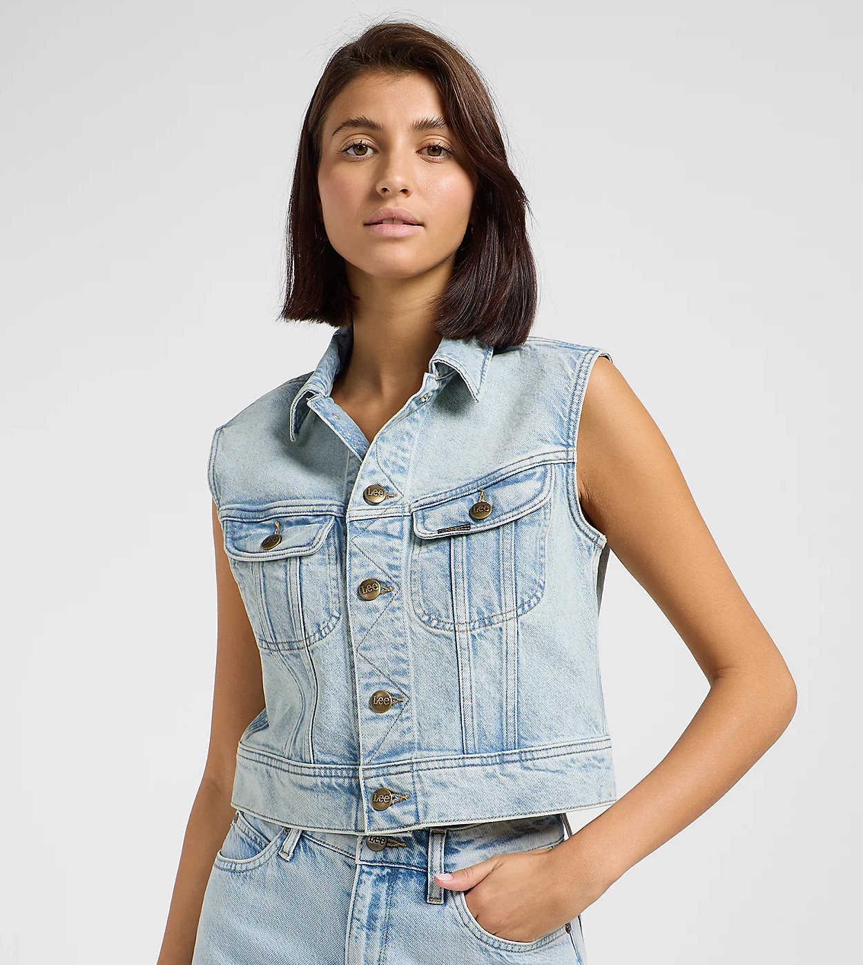 LEE CROPPED RIDER VEST Jeansweste hint fo rain 112363461