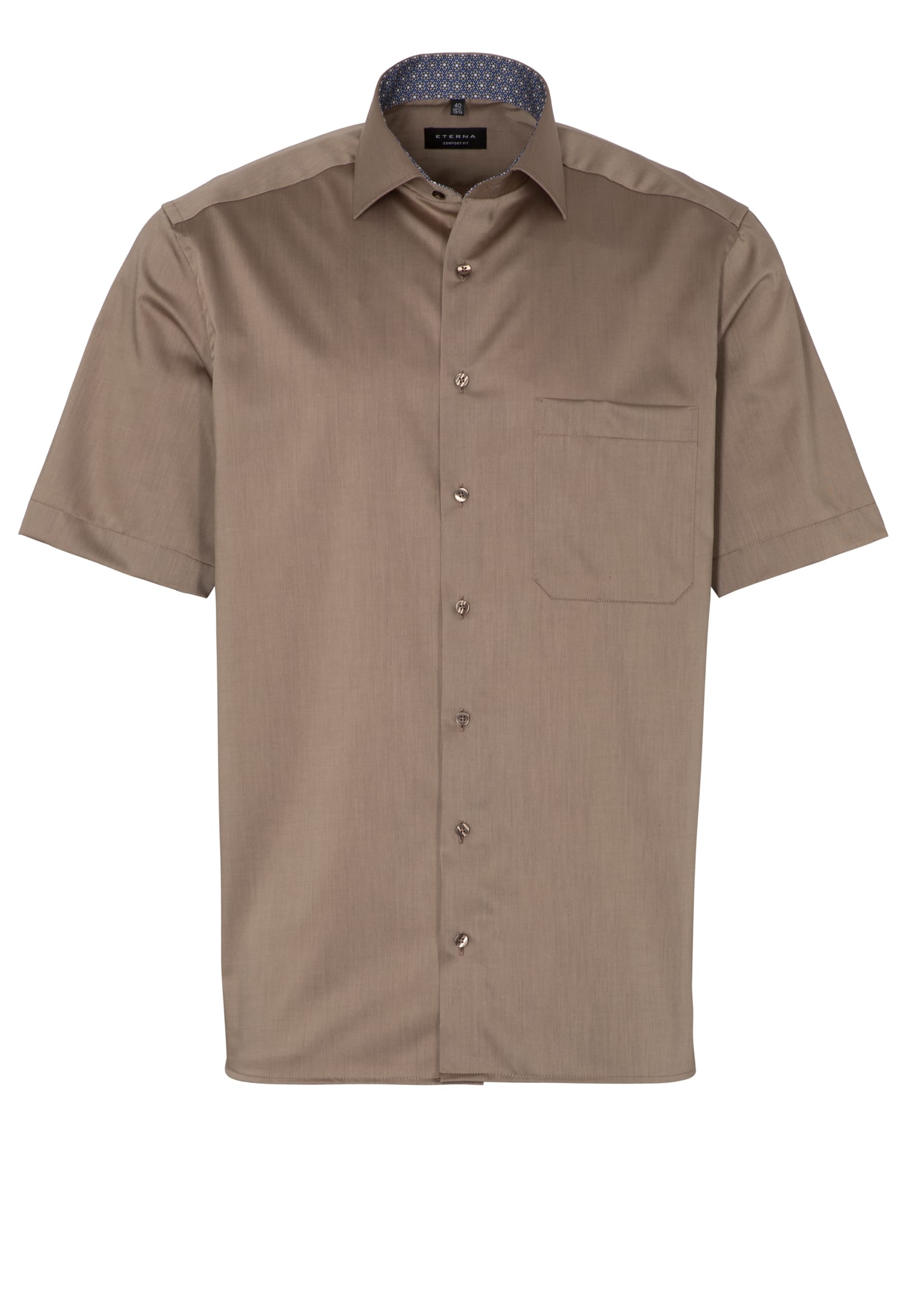 ETERNA COMFORT FIT Kurzarm Hemd beige-braun twill 3368-24-K15K