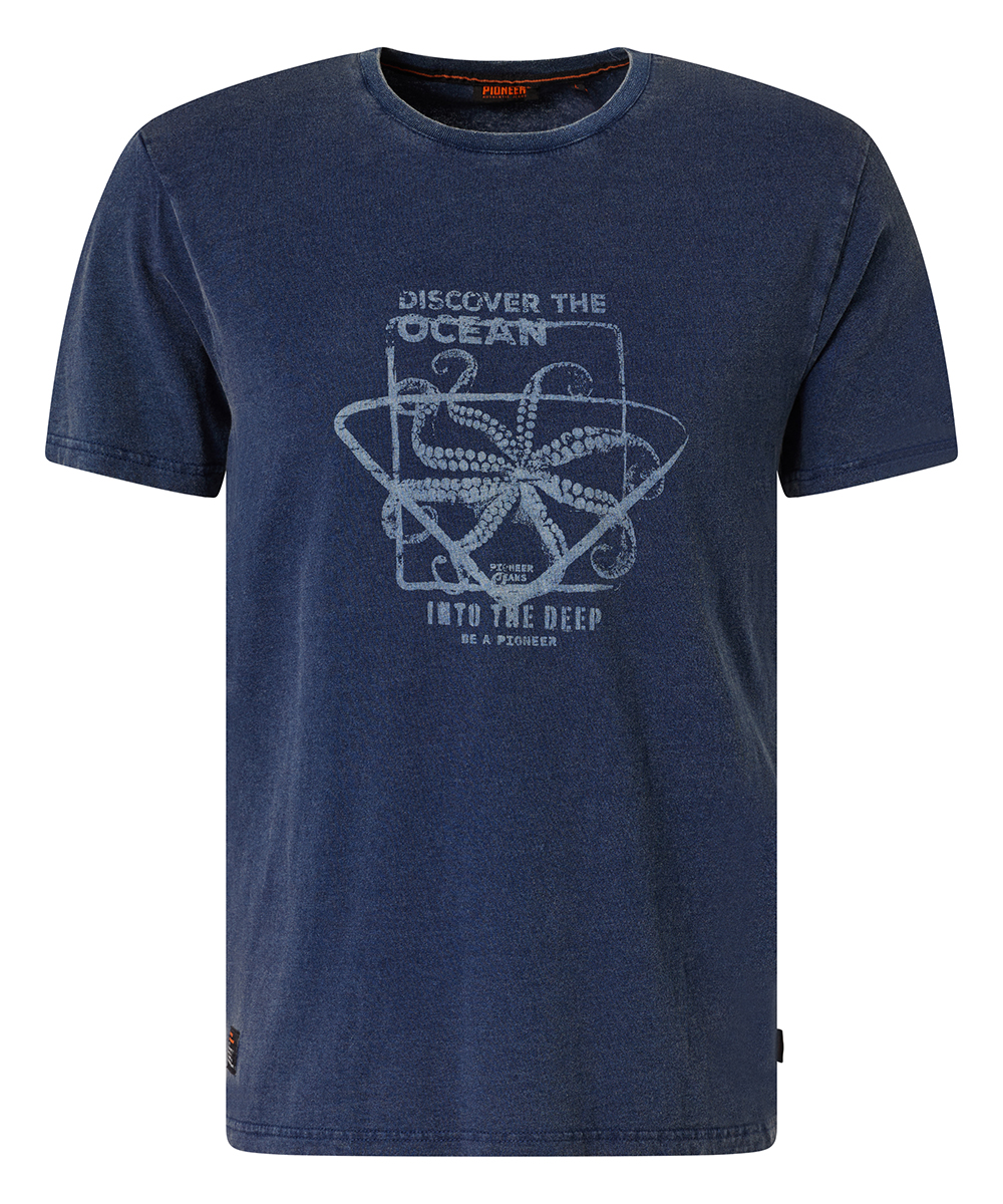 PIONEER Kurzarm T-Shirt Rundhals indigo washed 67006 2000.6864