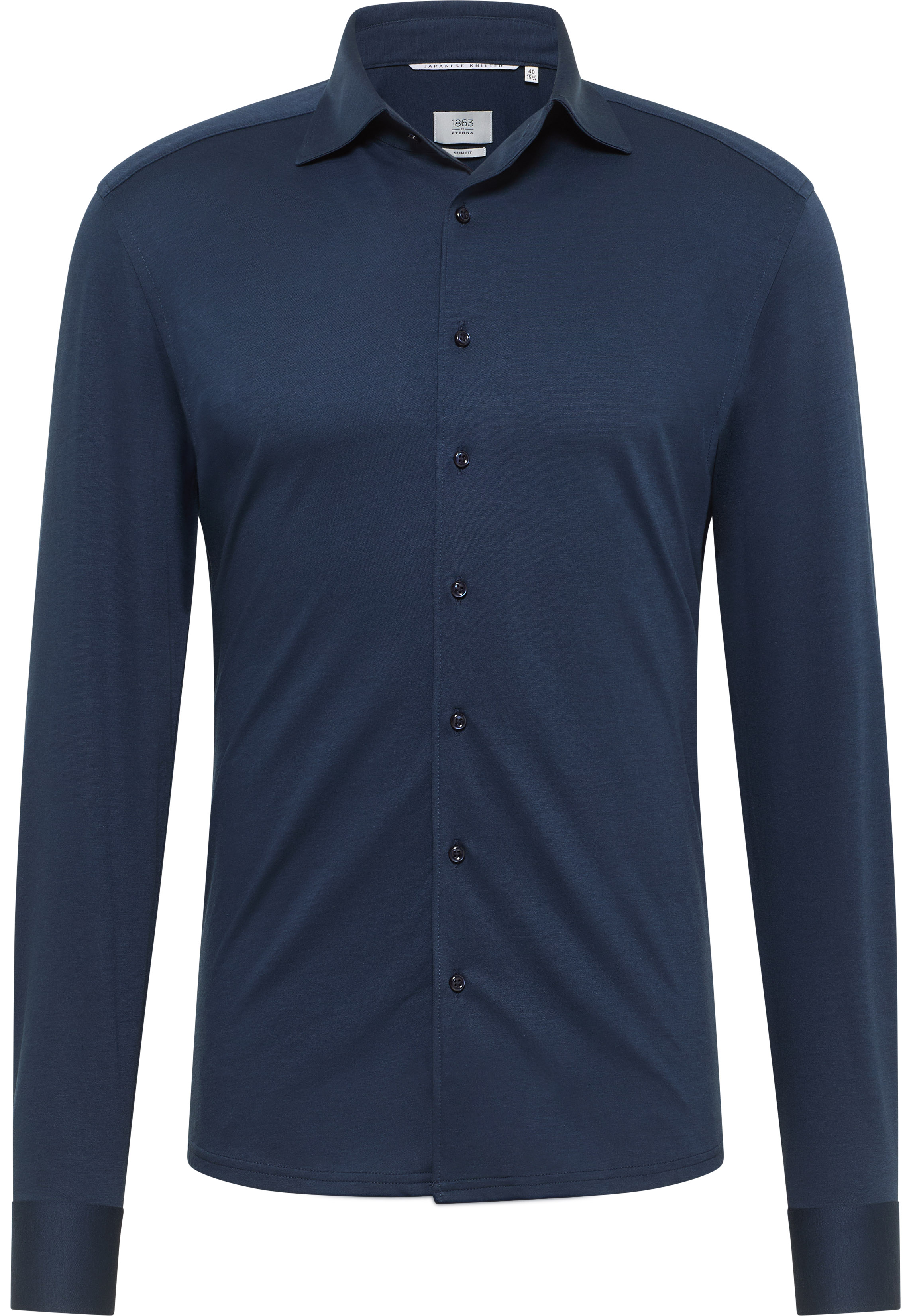 1863 by ETERNA SLIM FIT Langarm Hemd marine jersey 2269-19-YSV1 - Japanese Knitted