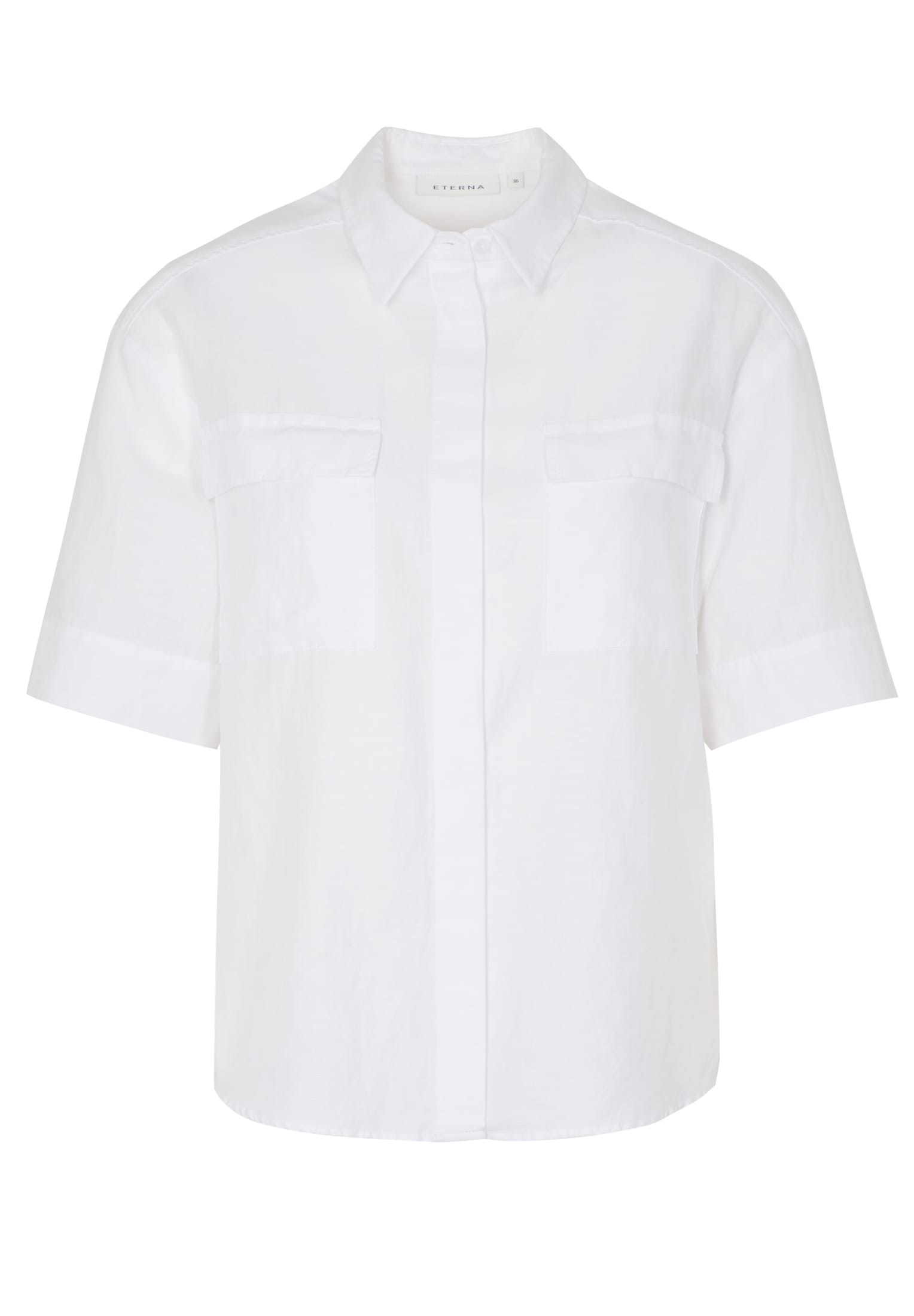 ETERNA CLASSIC FIT Kurzarm Bluse weiss leinen 5155-00-H992