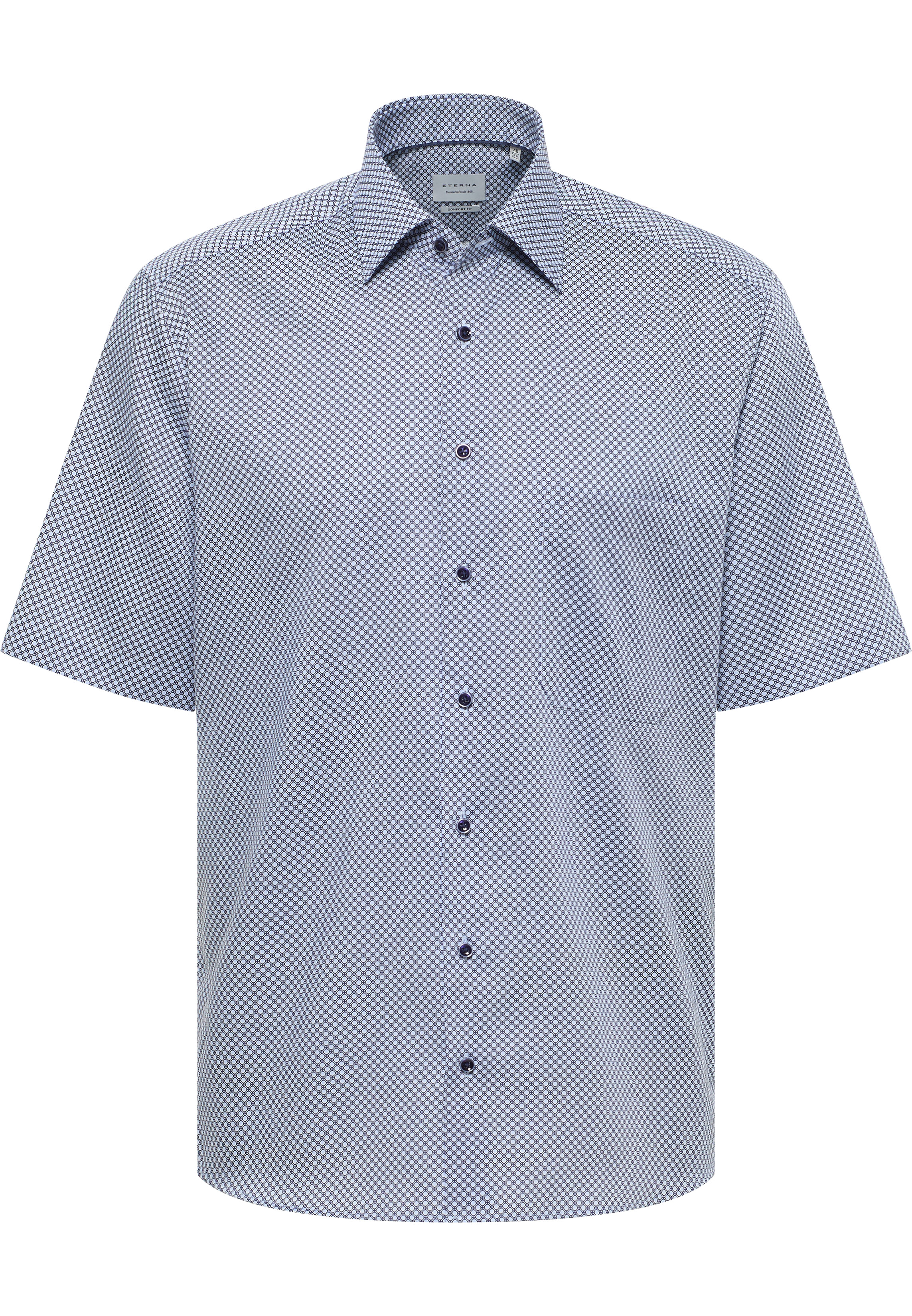 ETERNA COMFORT FIT Kurzarm Hemd blau print twill 4220-14-K181