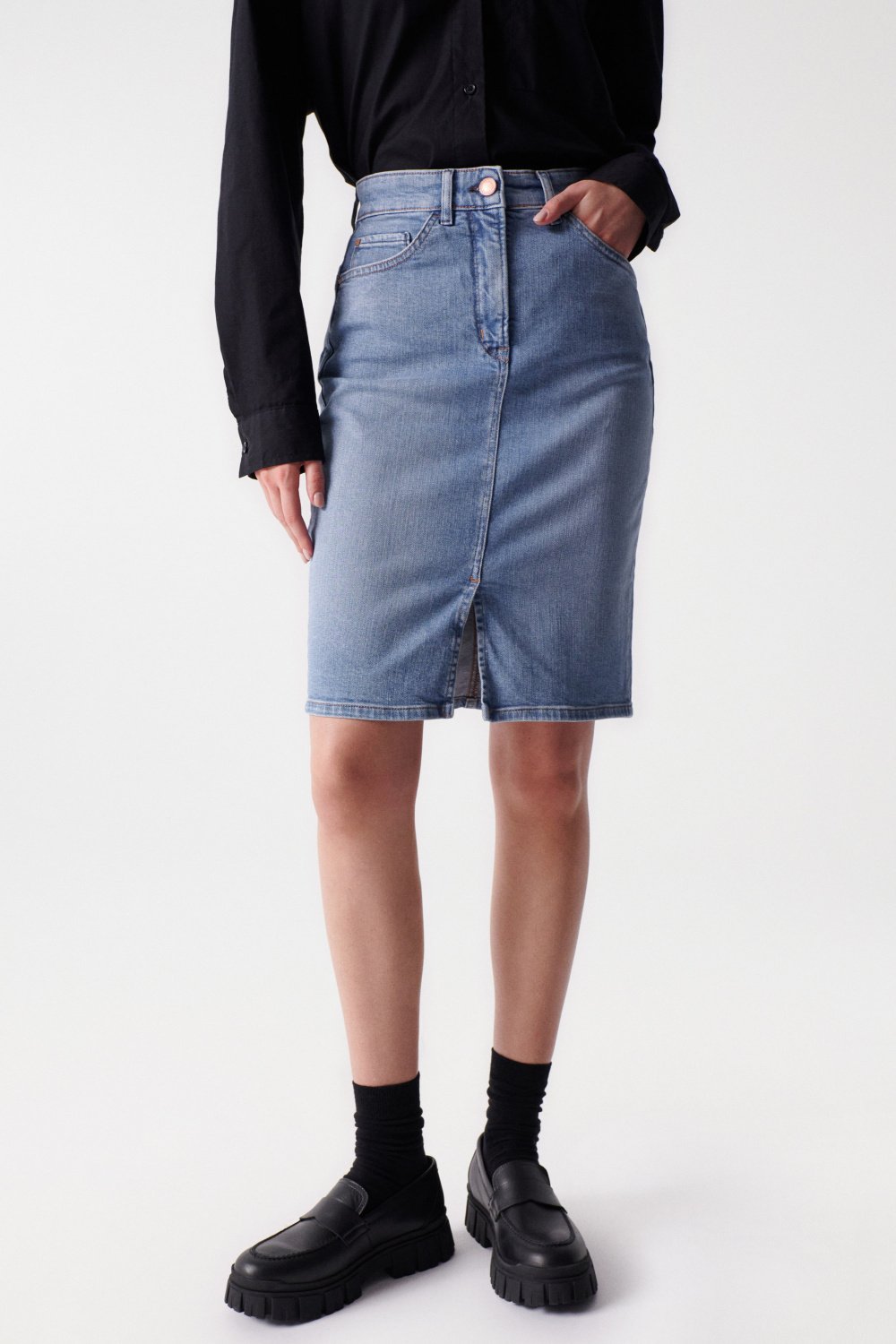 Jeansrock1 SALSA JEANS JEANSROCK SECRET GLAMOUR PUSH IN middle blue 126687.8502