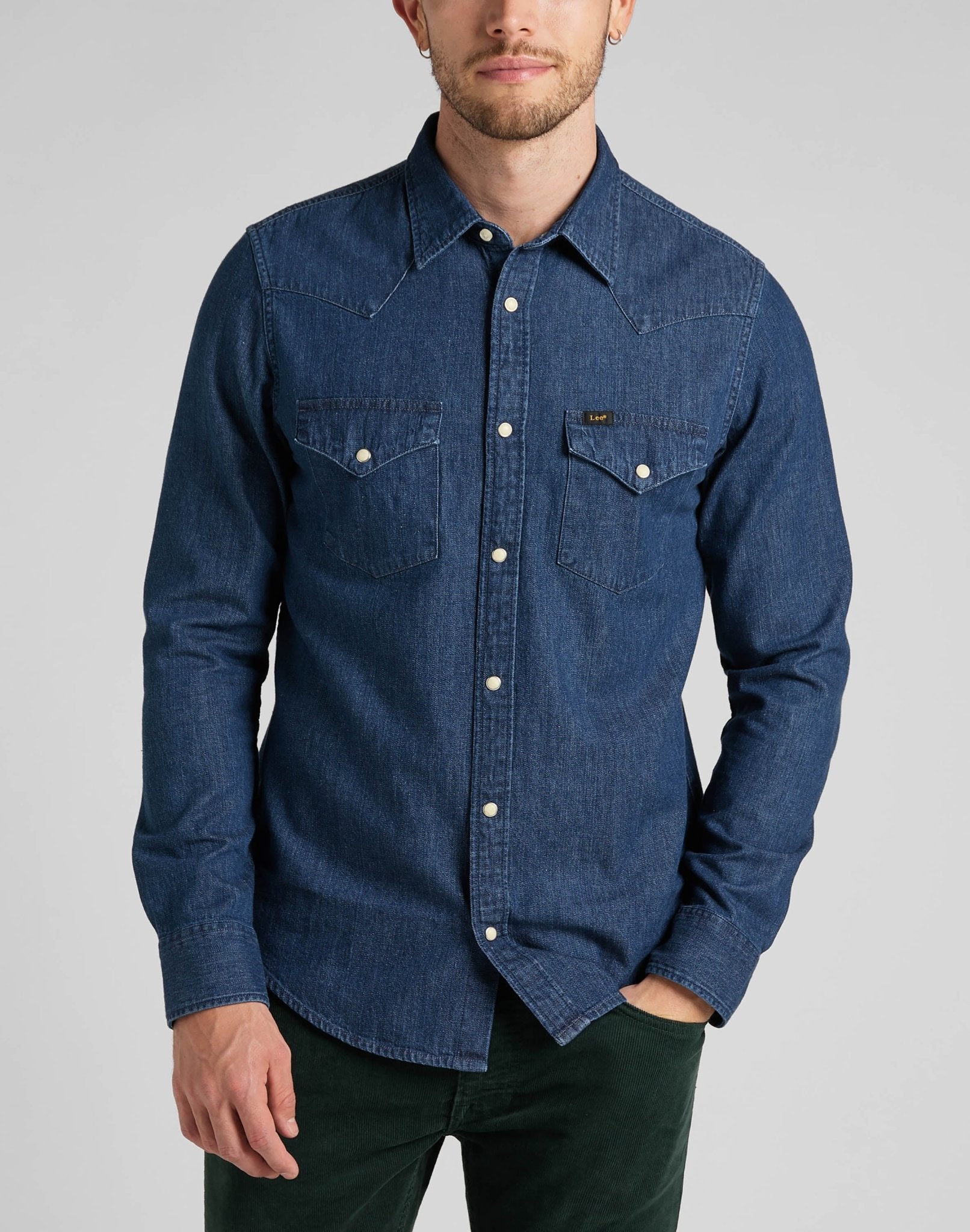 LEE REGULAR WESTERN Langarm Jeanshemd mid stone L66WCUVK 112321897 - INDIGOOD