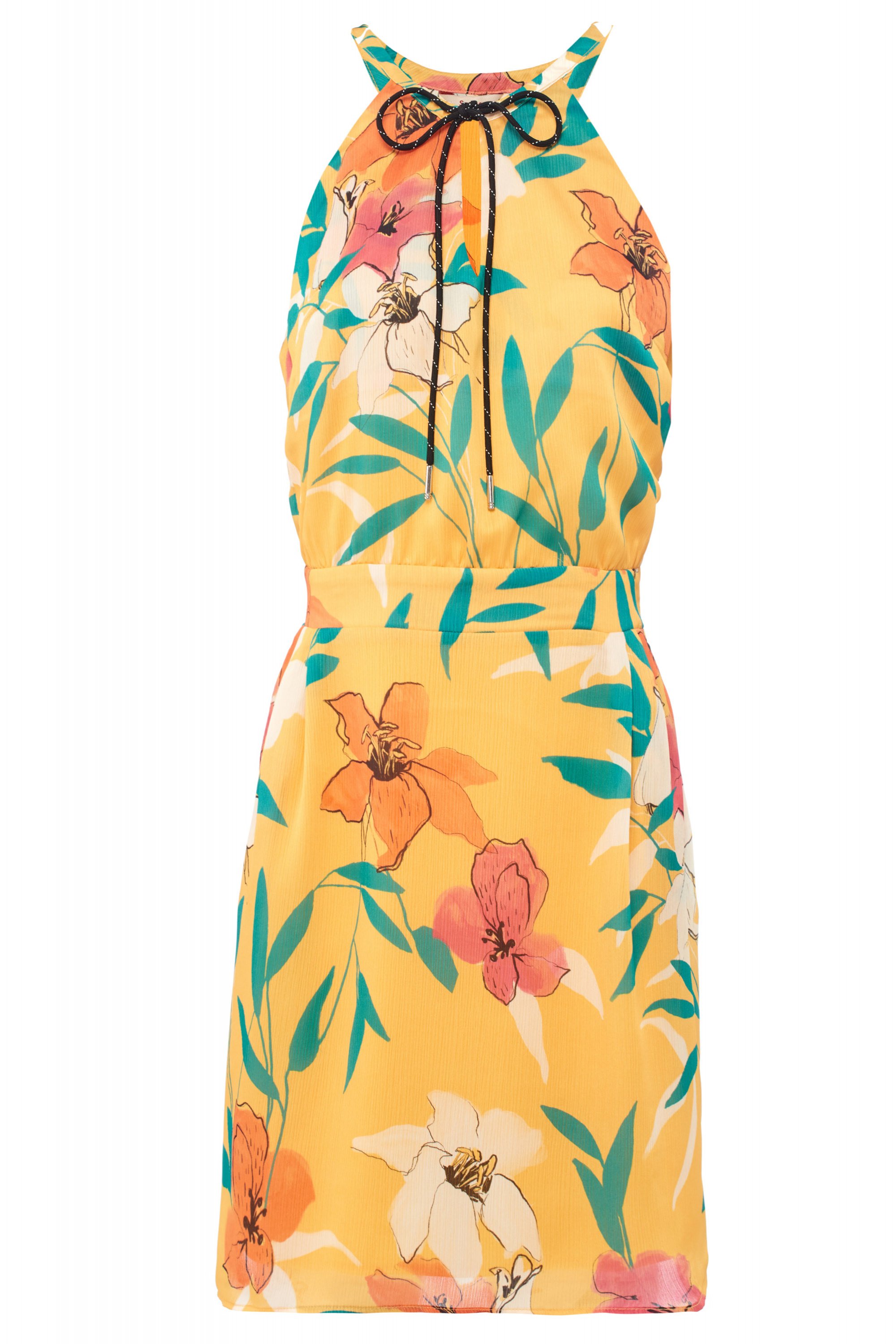 SALSA JEANS NECKHOLDERKLEID yellow floral print 123170.4048